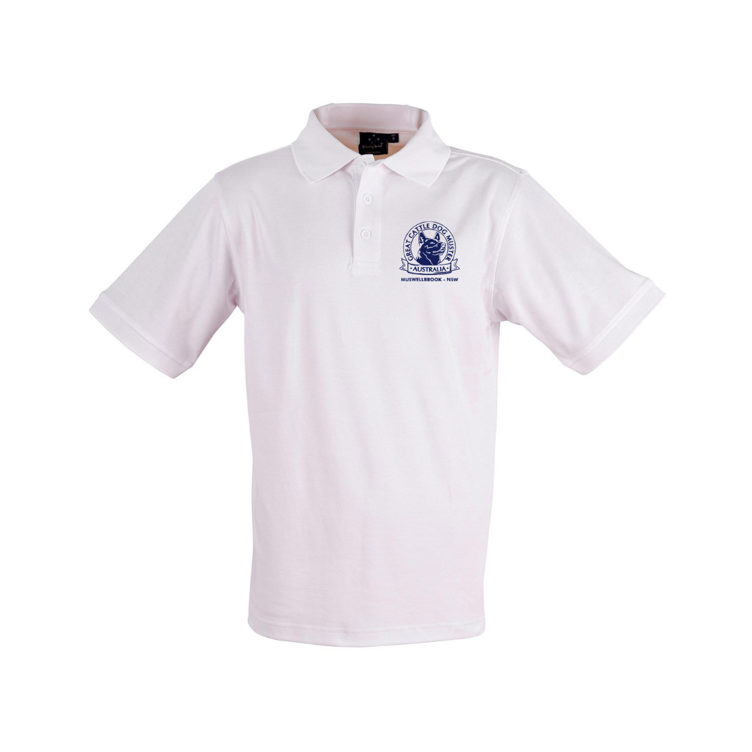 Men's Polo Shirts - White • The Great Cattle Dog Muster